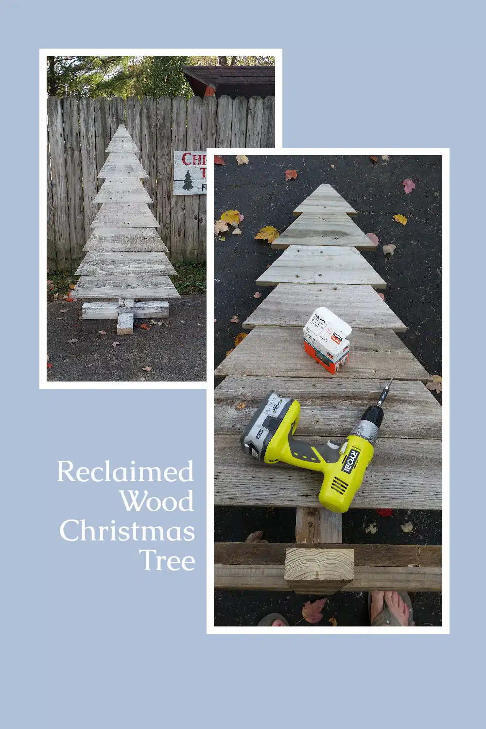 Making a pallet Christmas tree is easy, even if you don't have pallet wood. I used reclaimed fence boards to make this indoor outdoor Christmas tree. #MyRepurposedLife #pallet #reclaimedwood #christmas #christmastree via @repurposedlife