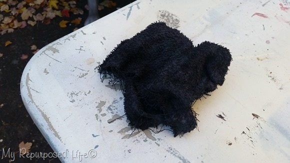 brush on black wash-wipe off with soft rag