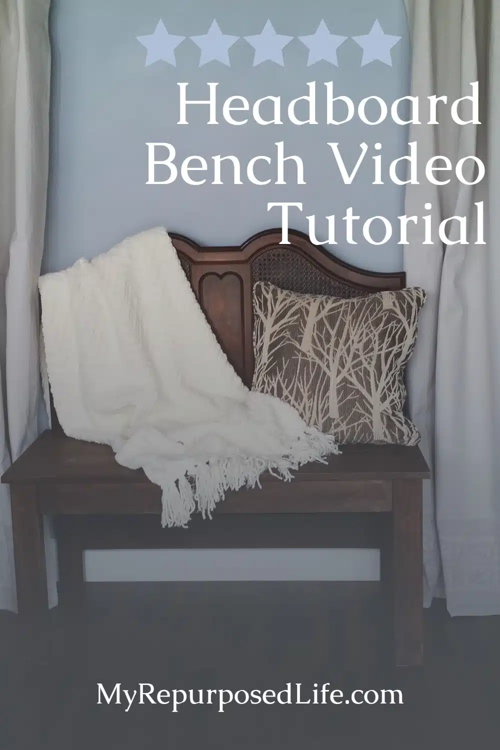 This quick, easy repurposed furniture headboard bench video will show you how easy it is to can make one this weekend. Step by step pictures. #MyRepurposedLife #repurposed #upcycled #furniture #headboard #bench #video #tutoral via @repurposedlife