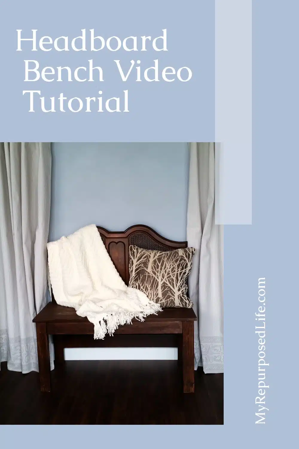 This quick, easy repurposed furniture headboard bench video will show you how easy it is to can make one this weekend. Step by step pictures. #MyRepurposedLife #repurposed #upcycled #furniture #headboard #bench #video #tutoral via @repurposedlife