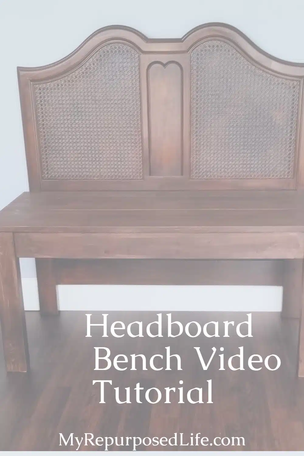 This quick, easy repurposed furniture headboard bench video will show you how easy it is to can make one this weekend. Step by step pictures. #MyRepurposedLife #repurposed #upcycled #furniture #headboard #bench #video #tutoral via @repurposedlife