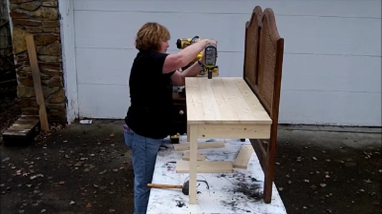 secure planks with nail gun