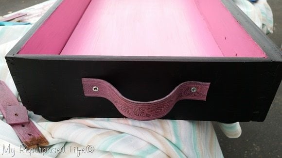 using leather belt as drawer handle