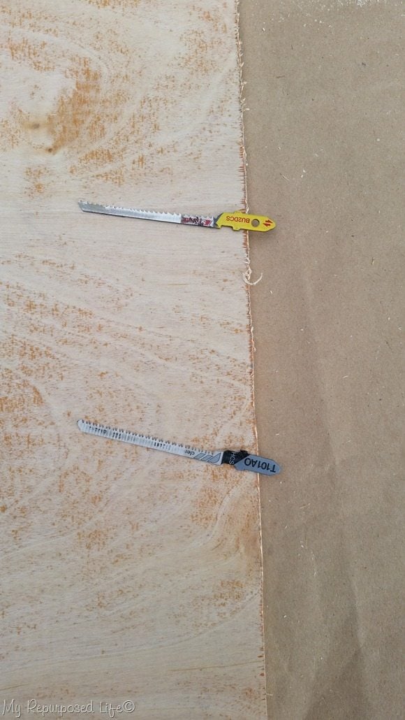comparison of Starret and Bosch jigsaw blades cutting thin plywood