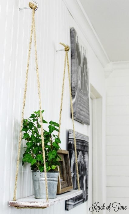 DIY pallet wood rope shelf by Knick of Time