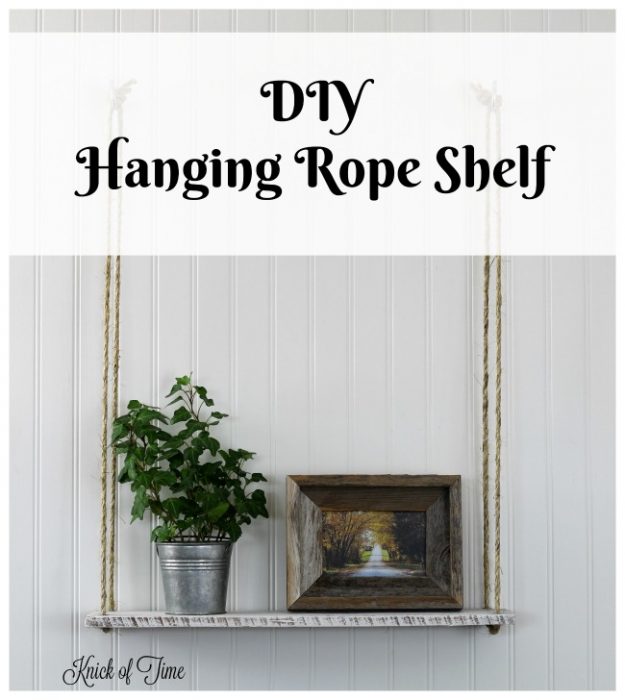 DIY Pallet Wood Hanging Rope Shelf