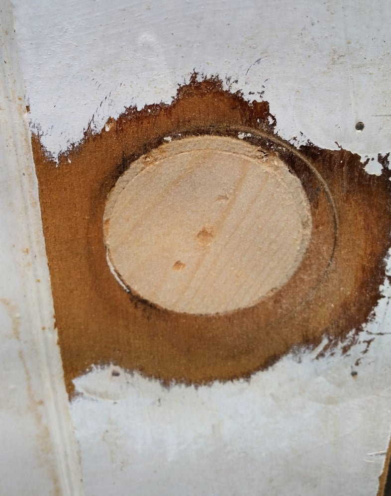 patch and sand door knob plug