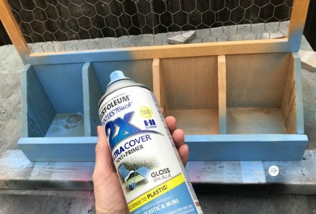 spray painting desk organizer