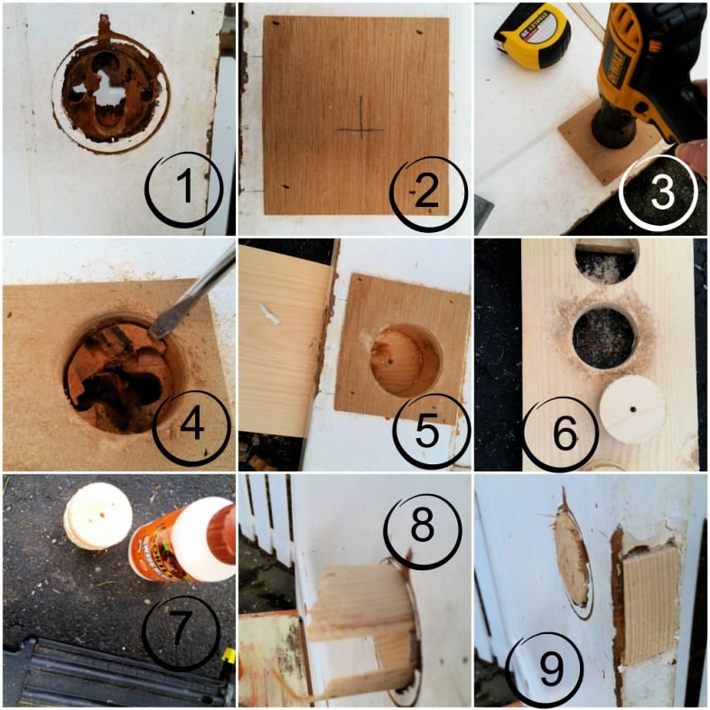 step by step how to plug a door knob hole MyRepurposedLife.com