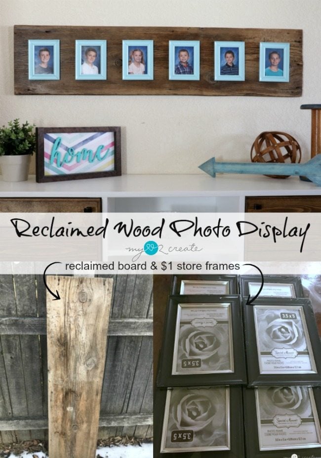 Reclaimed wood photo display