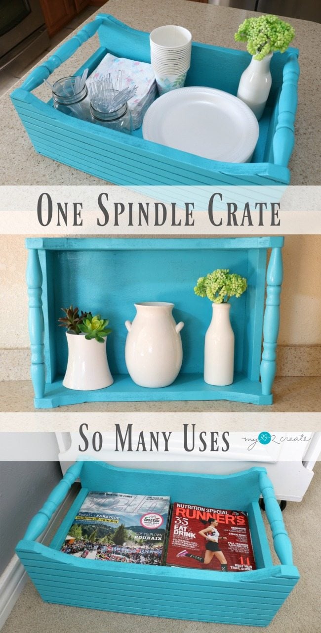 How to make a spindle crate using reclaimed bits & pieces plus scrap lumber MyLove2Create for MyRepurposedLife.com