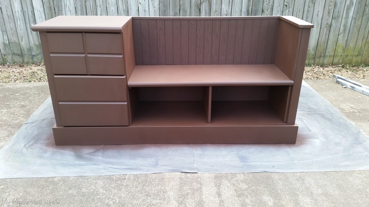 brown dresser bench