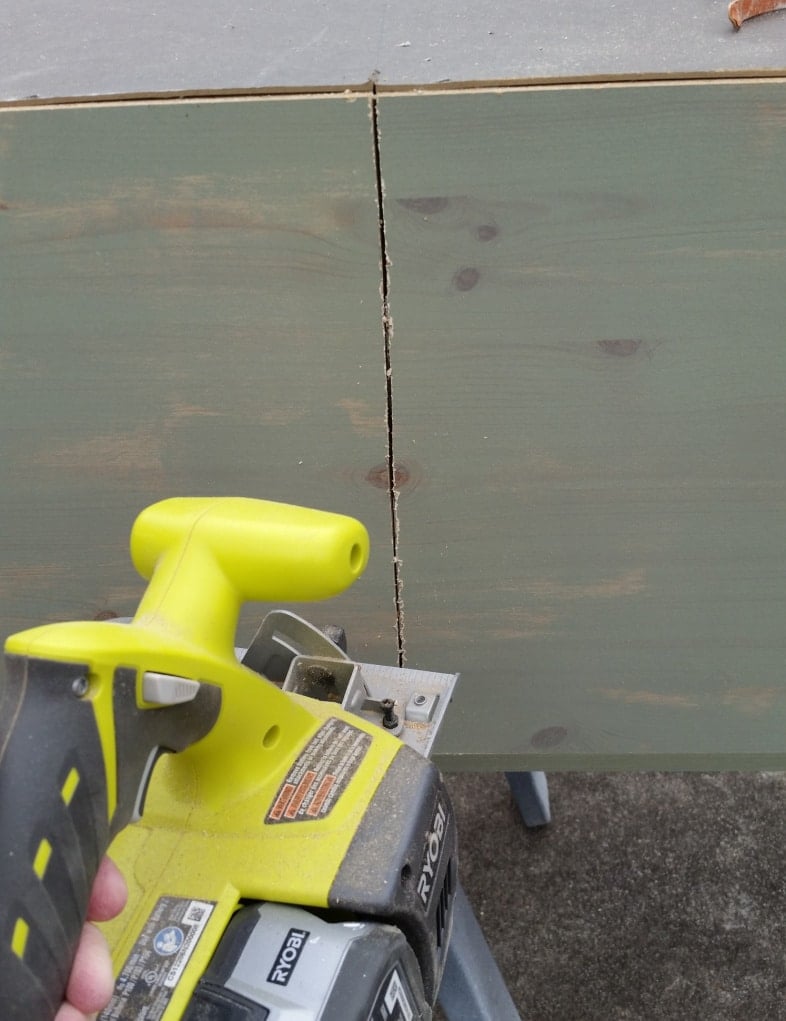 circular saw cuts damaged chest of drawers