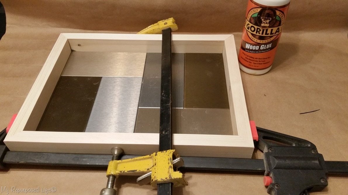 clamp and glue diy tray