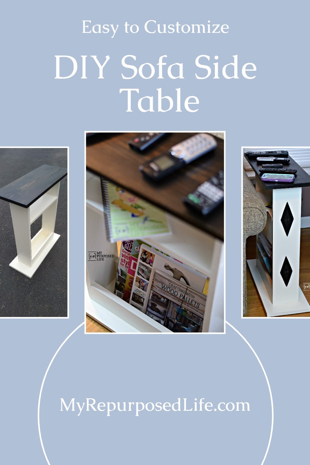 It's time for the Power Tool Challenge. I made a much needed custom sofa side table to help me keep track of all my remotes in the living room! Bonus Projects! via @repurposedlife