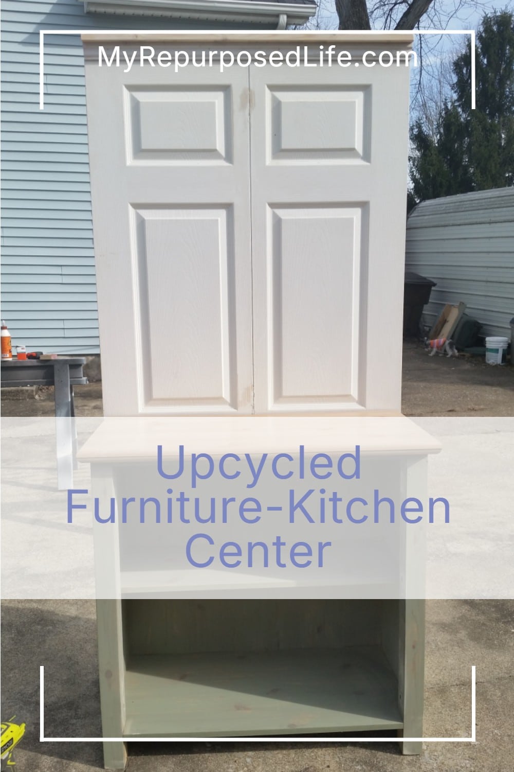 How to make a door coffee station using bi-folds, and a dresser. Step by step tutorial will give you tips and ideas to make your own. #MyRepurposedLife #repurposed #furniture #door #coffeestation #dresser via @repurposedlife