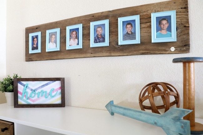 wood and $1 picture frame display