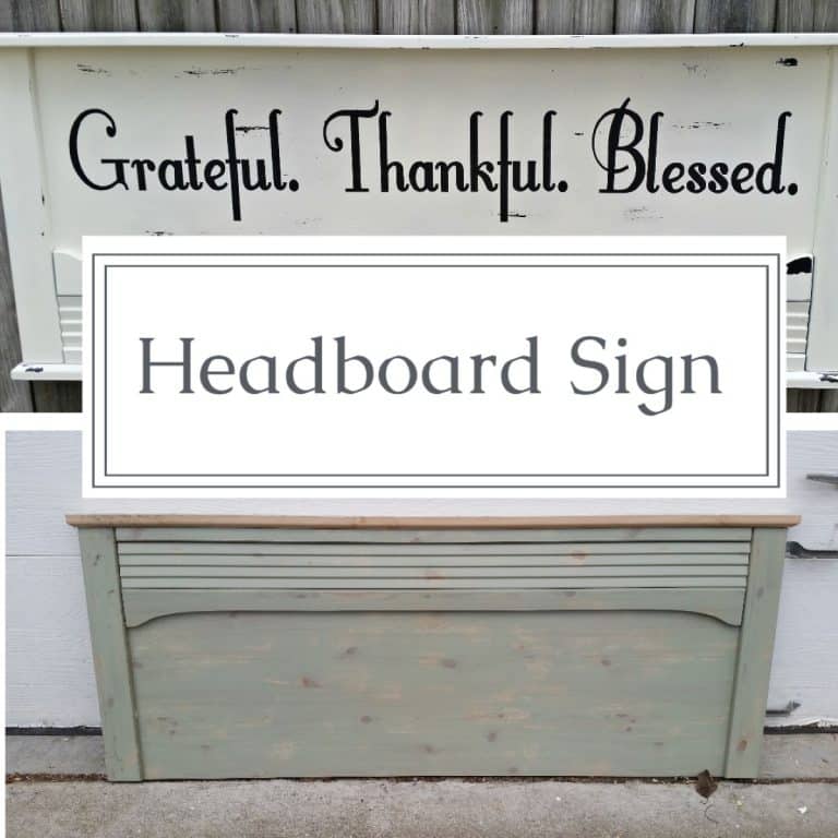 Grateful Thankful Blessed White Distressed Headboard Sign