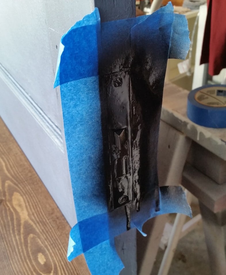 black spray painted hardware