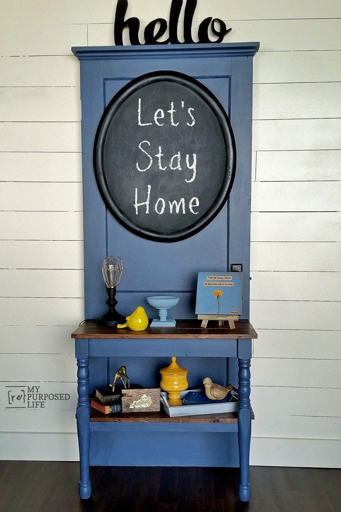 diy entry table repuposed door halltree MyRepurposedLife.com