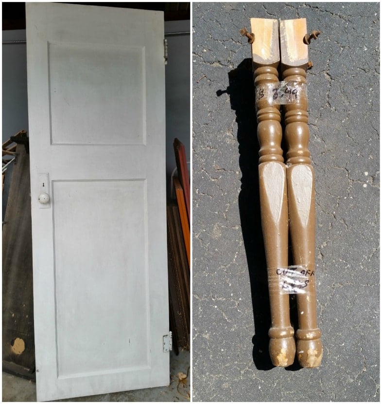 old door and table legs collage