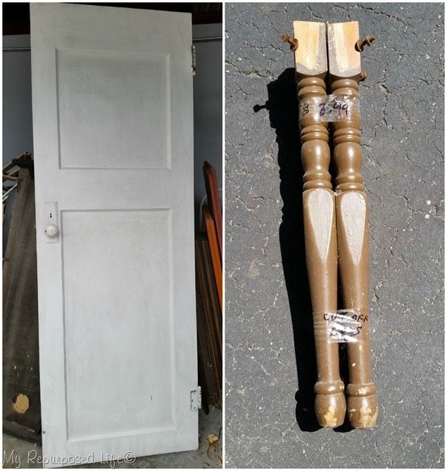 old door and table legs