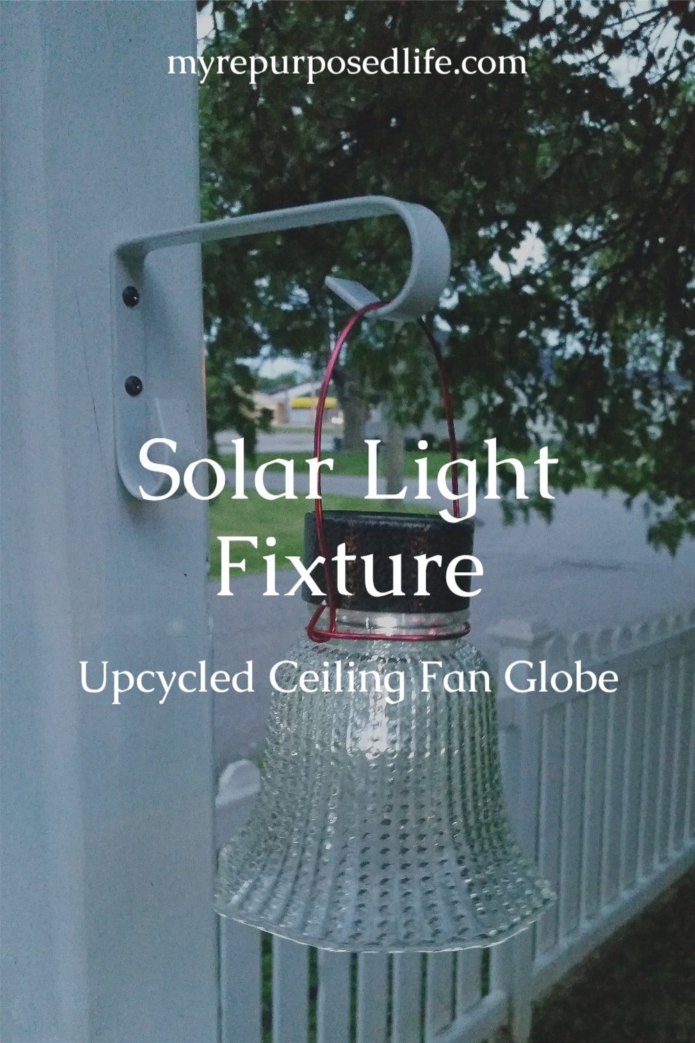 Ceiling fan glass globe solar lights are so easy and inexpensive to make. They are perfect for the patio, special events and weddings. Make some today! #MyRepurposedLife #repurposed #ceiling #fan #globes #solar #lighting via @repurposedlife
