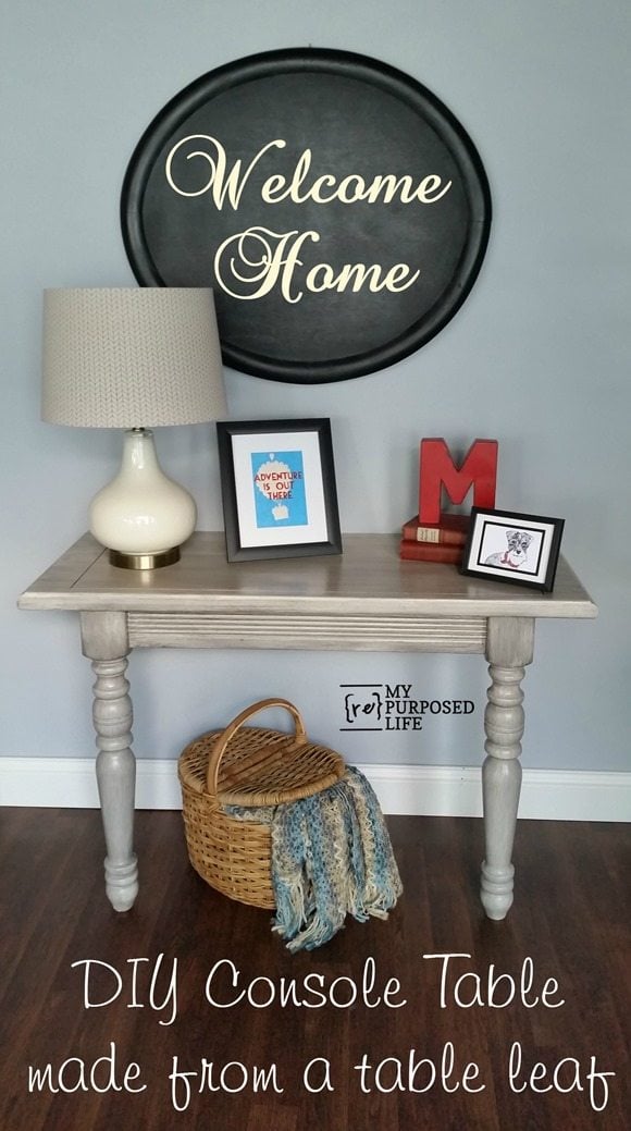 DIY console table made from odd legs and table leaf MyRepurposedLife.com