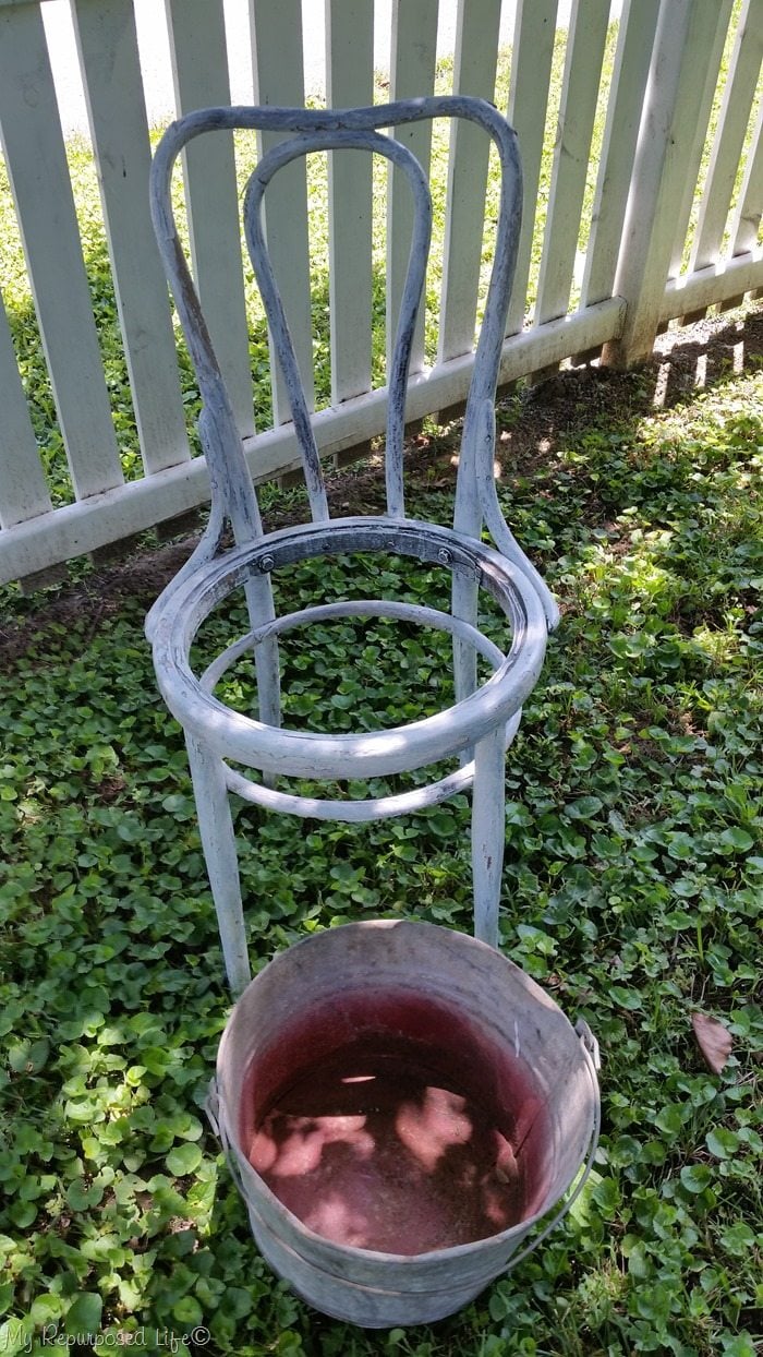 bottom less chair galvanized bucket
