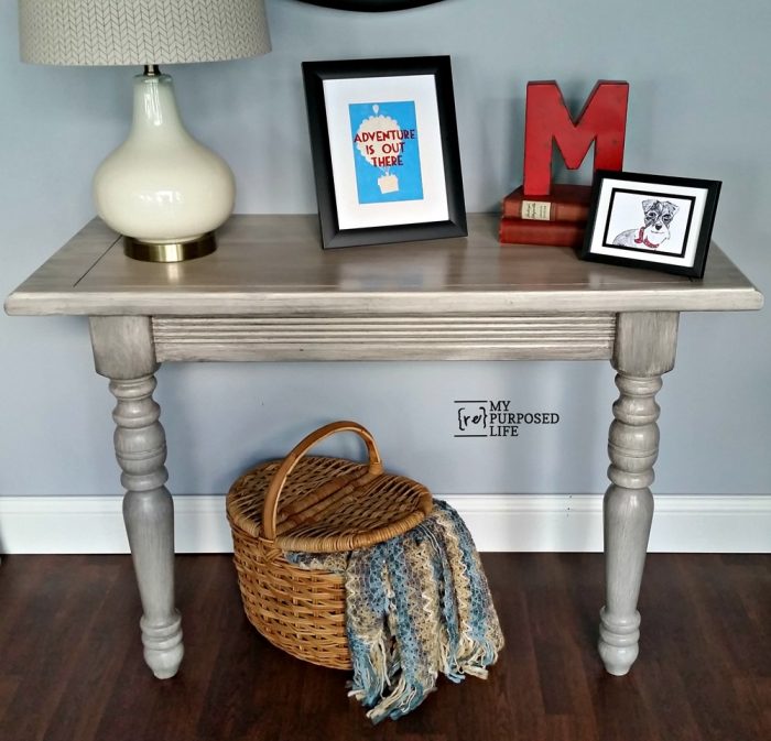 DIY Console Table made from a Table Leaf and odd Table Legs
