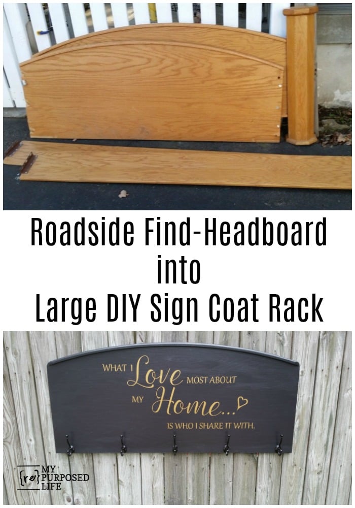 How to make a What I Love Most About My Home sign from a repurposed headboard that was damaged. Easy step by step directions to make your own sign. #MyRepurposedLife #repurposed #headboard #sign #whatILove #vinyl #transfer via @repurposedlife