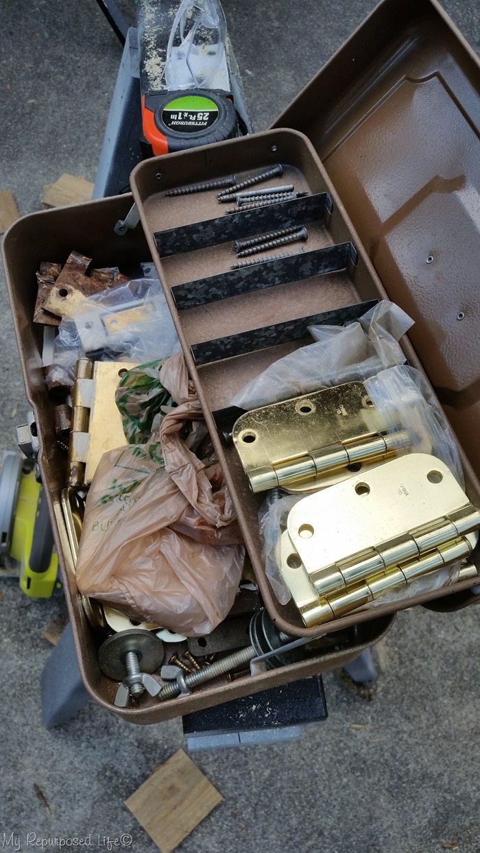 tackle box full of hinges