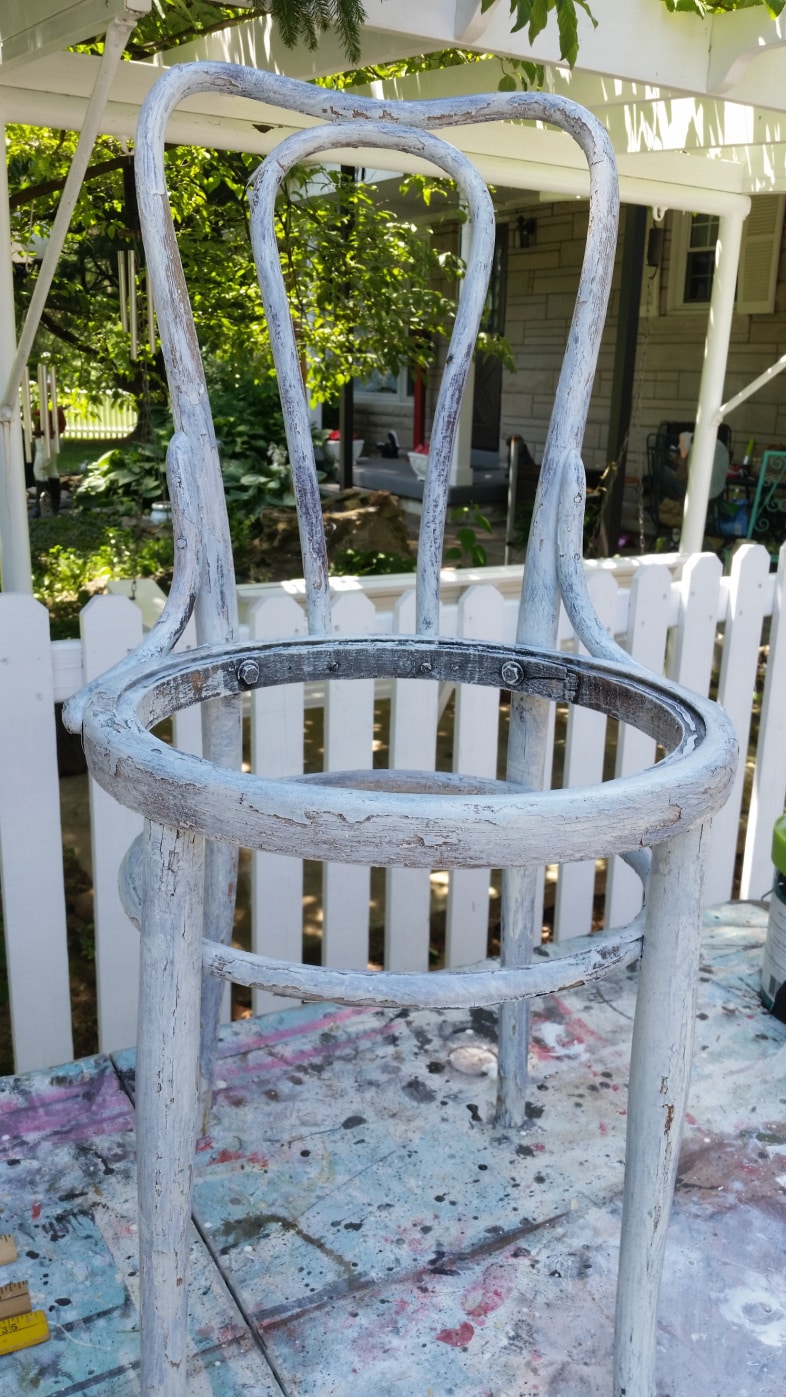 whitewashed bottomless chair