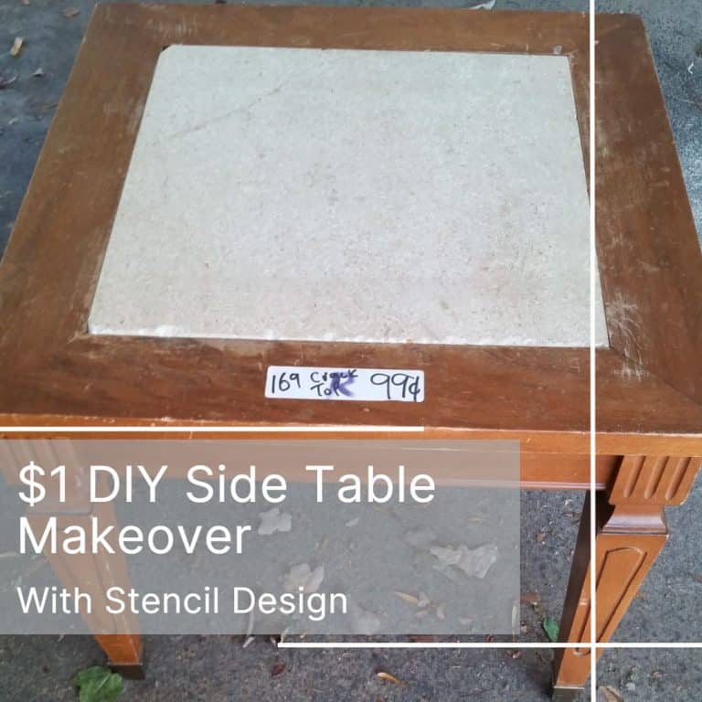 Small Mid Century Modern Stenciled Side Table