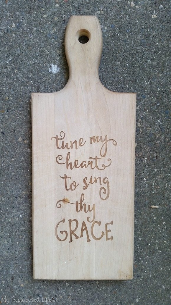 cutting board laster etched tune my heart to sing thy grace