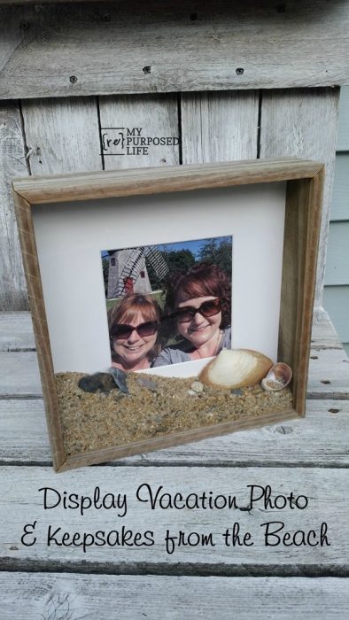Display Vacation Photos and Keepsakes from the beach in a Rustic Shadow Box
