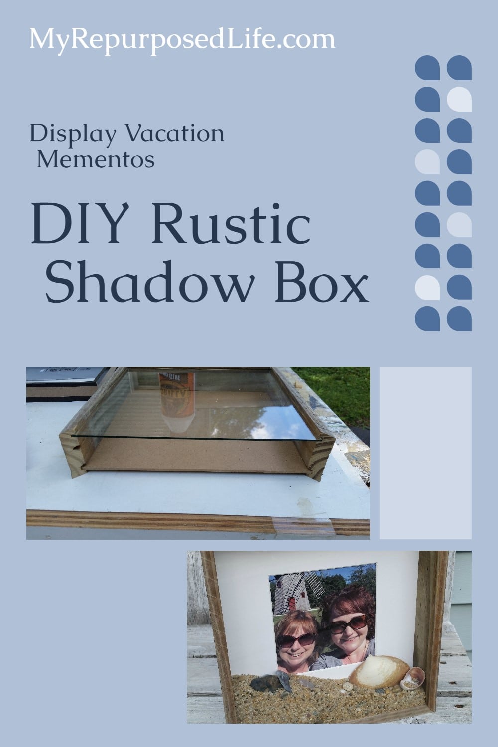 How to make a DIY Shadow Box to Display Vacation Photos and keepsakes. via @repurposedlife