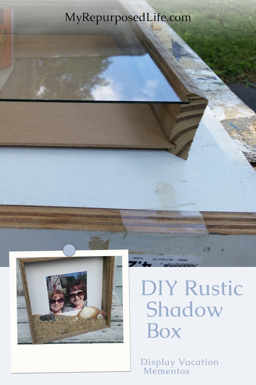How to make a DIY Shadow Box to Display Vacation Photos and keepsakes. via @repurposedlife
