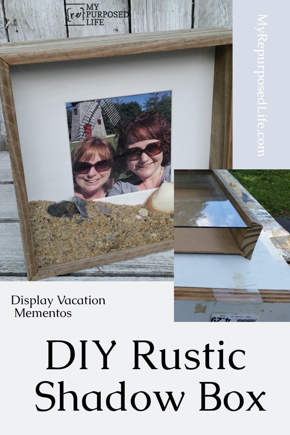 How to make a DIY Shadow Box to Display Vacation Photos and keepsakes. via @repurposedlife