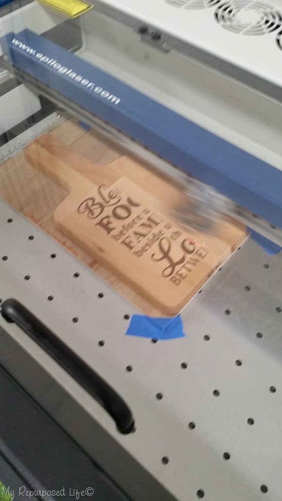epilog laser etches cutting board