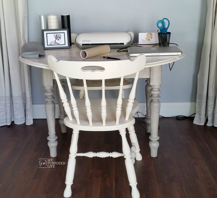 old drop leaf oak table makeover into craft room table MyRepurposedLife.com