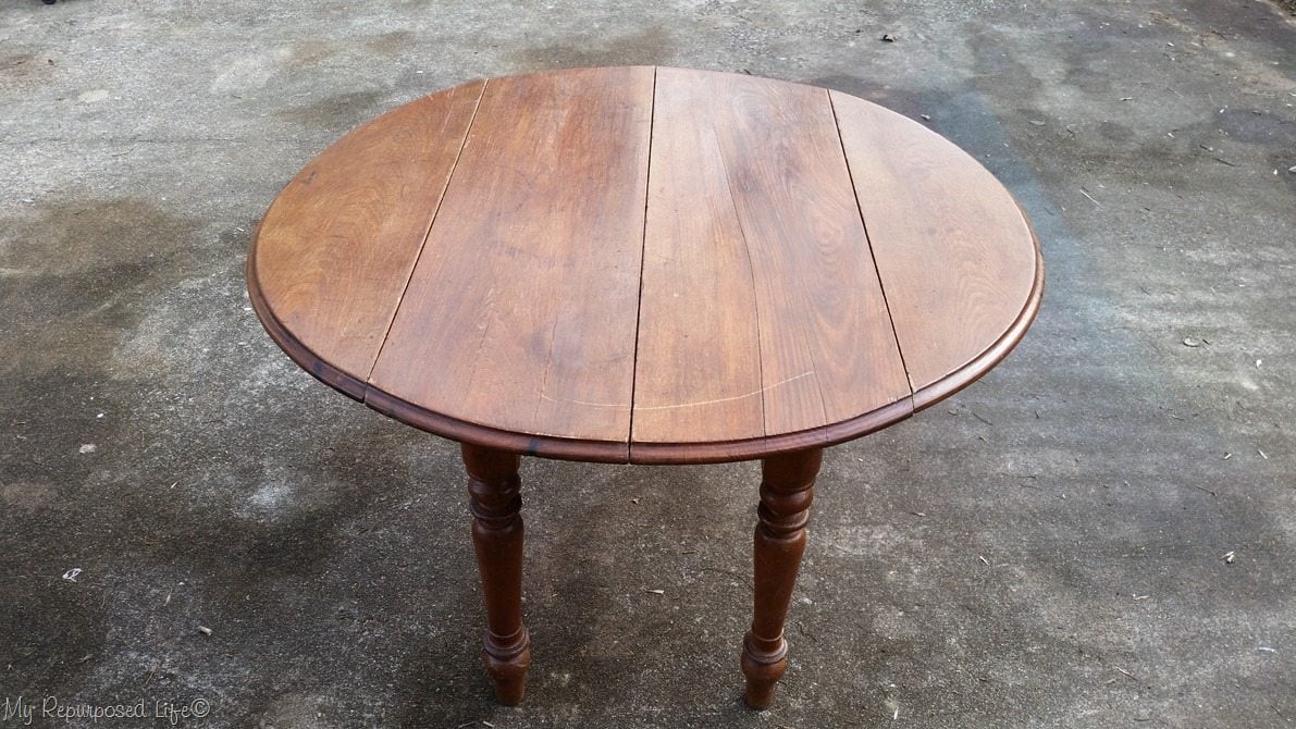 old oak table after repairs and cleaning