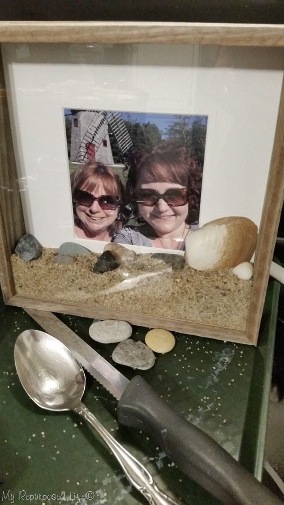 rustic shadow box to display vacation photos and keepsakes