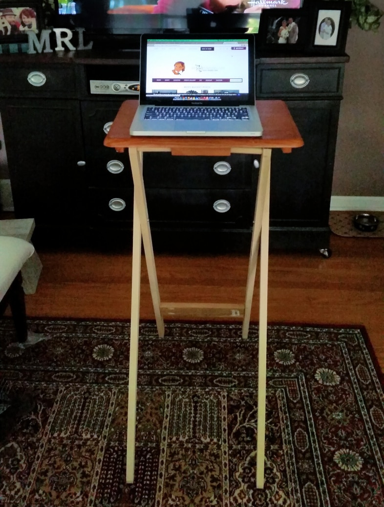 testing tall tv tray standup computer table