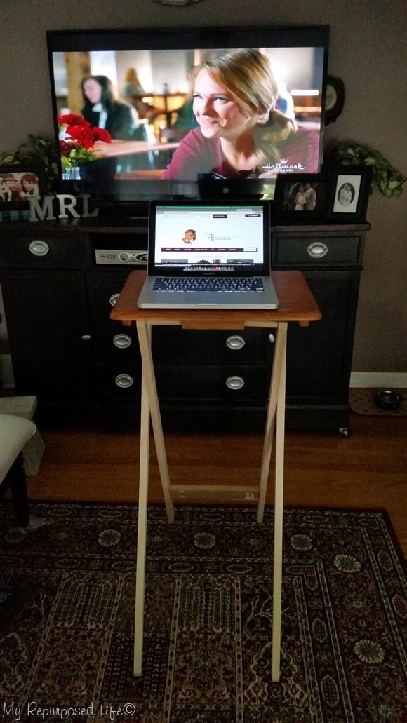 testing tall tv tray standup computer table