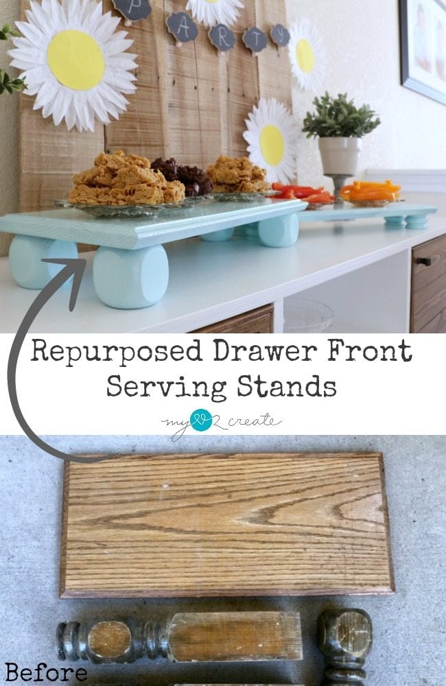 Repurposed Drawer Front Serving Stands