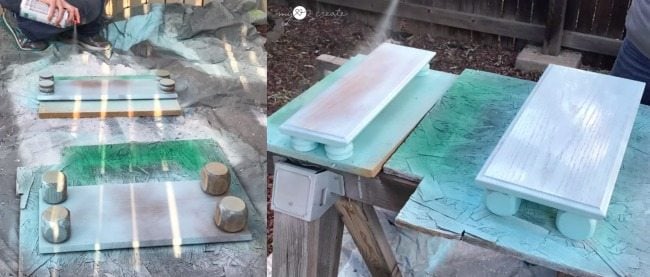spray painting drawer front serving trays