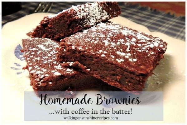 Homemade Brownies with Coffee in the Batter from Walking on Sunshine