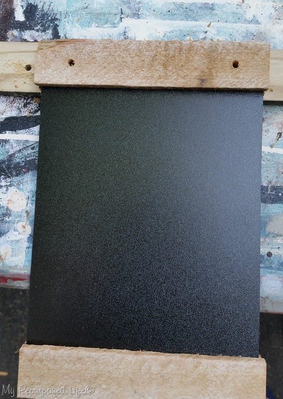 drill holes for hanging dollar store chalkboard