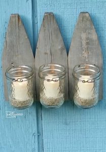 Picket Fence Candle Sconce using Jelly Jars